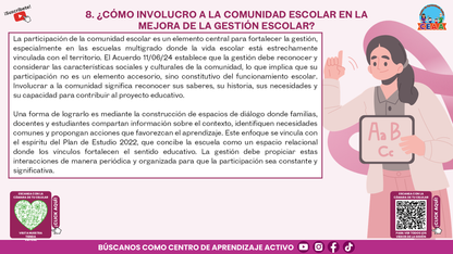 Resumen Gráfico CTE Multigrado TEMA 5: ¿QUÉ ES Y CÓMO SE LOGRA LA GESTIÓN ESCOLAR EN LAS ESCUELAS MULTIGRADO? (Editable en PowerPoint)