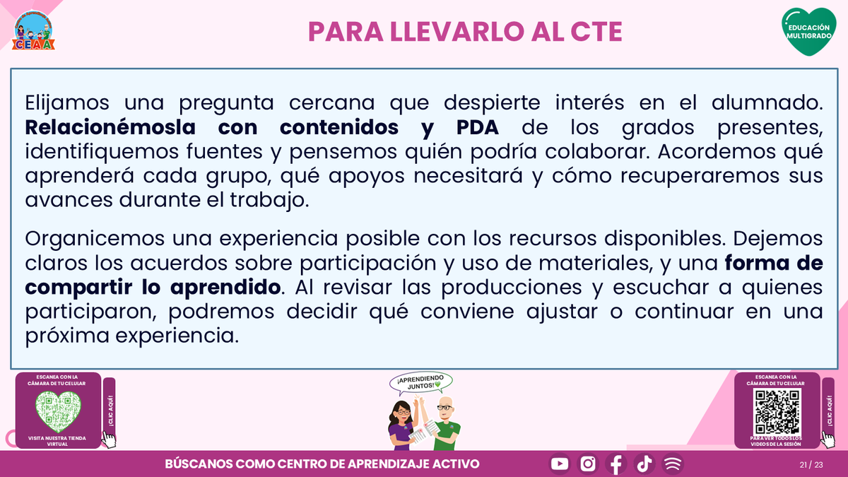 Resumen CTE del Tema 5 Educación Multigrado: LA COMUNIDAD Y EL APRENDIZAJE EN EL AULA ¿CÓMO CONSTRUIR EXPERIENCIAS CON LAS FAMILIAS Y LOS SABERES DE NUESTRO ENTORNO? editable en PowerPoint