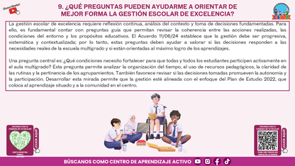 Resumen Gráfico CTE Multigrado TEMA 5: ¿QUÉ ES Y CÓMO SE LOGRA LA GESTIÓN ESCOLAR EN LAS ESCUELAS MULTIGRADO? (Editable en PowerPoint)