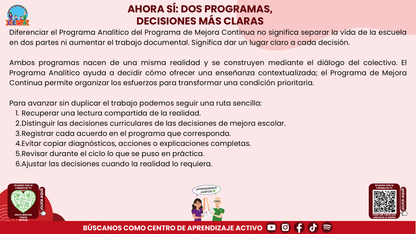 RESUMEN Y ACOMPAÑAMIENTO DOCENTE TEMA: PROGRAMA ANALÍTICO Y PROGRAMA DE MEJORA CONTINUA ¿EN QUÉ SE PARECEN Y EN QUÉ SON DIFERENTES? Editable en PowerPoint