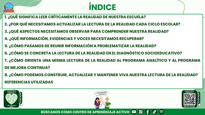 RESUMEN Y ACOMPAÑAMIENTO DOCENTE TEMA: LECTURA DE LA REALIDAD EL PUNTO DE PARTIDA DEL PROGRAMA ANALÍTICO Y DEL PROGRAMA DE MEJORA CONTINUA Editable en PowerPoint