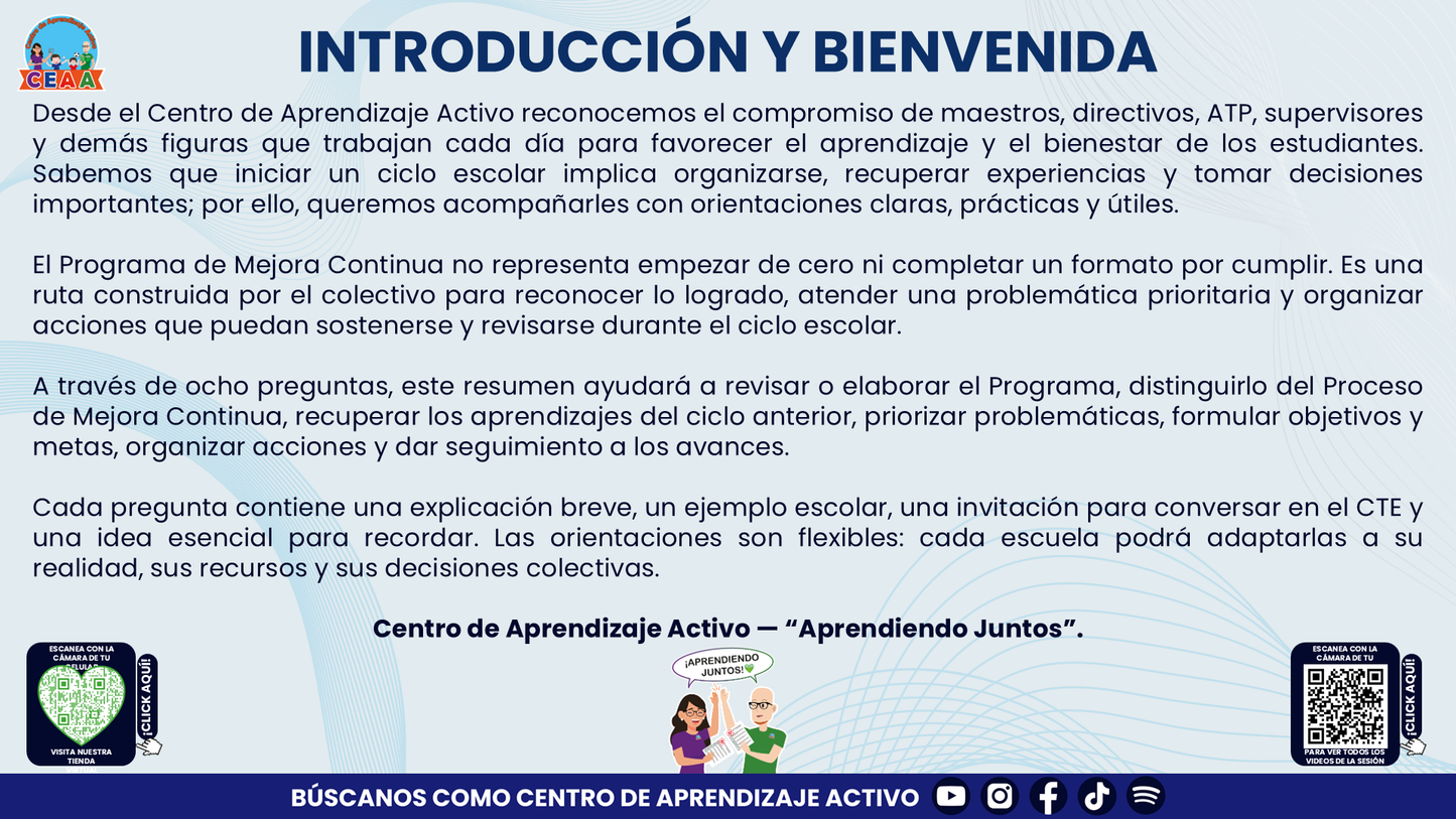 Resumen: NUESTRO PROGRAMA DE MEJORA CONTINUA: ¿CÓMO INICIAMOS SIN PARTIR DE CERO?  Editable en PowerPoint