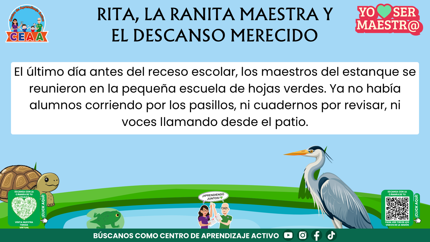 Historias para Maestros - Rita, la ranita maestra y el descanso merecido editable en PowerPoint