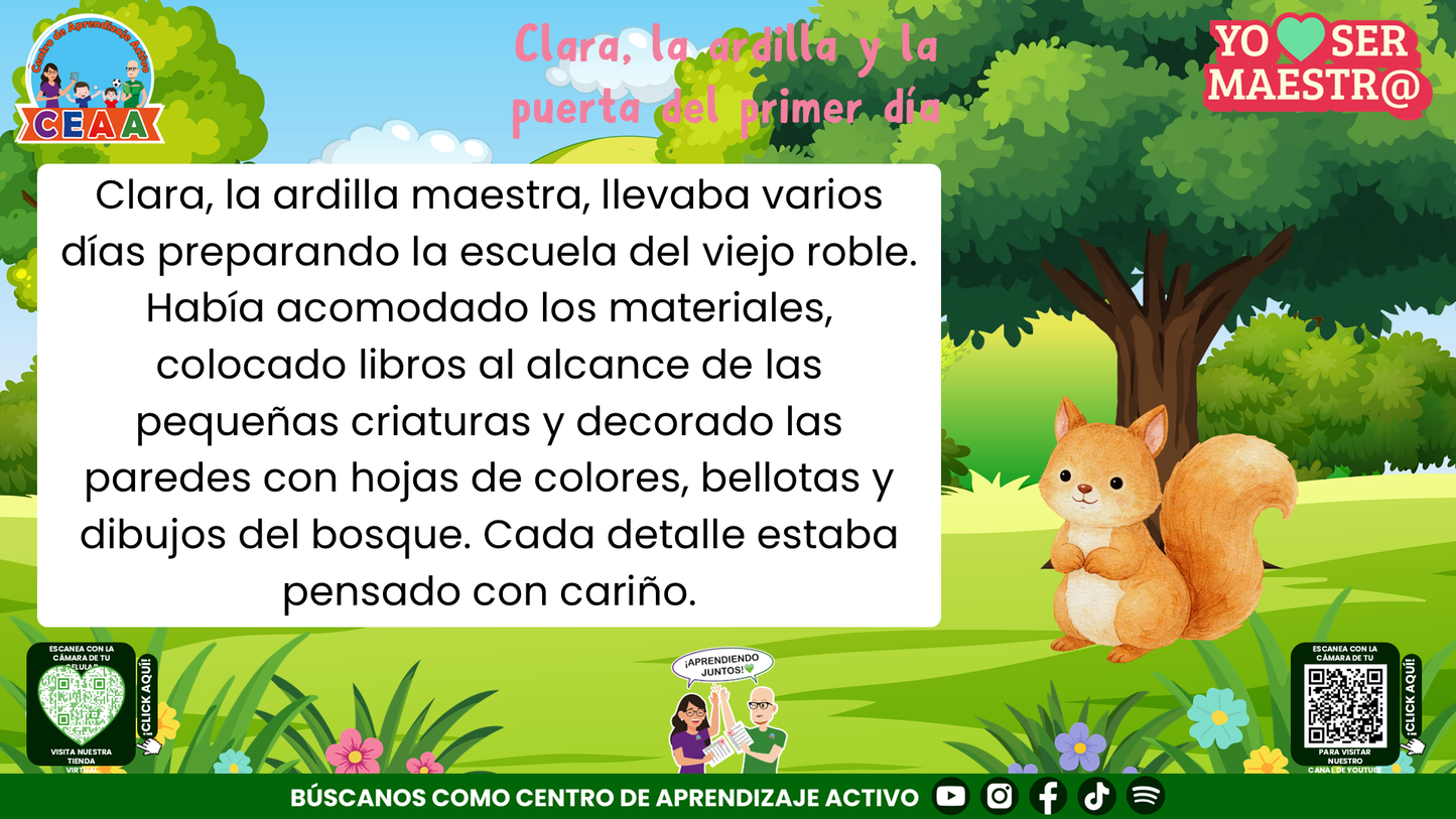 Historias para Maestros - Clara, la ardilla y la puerta del primer día Editable en PowerPoint