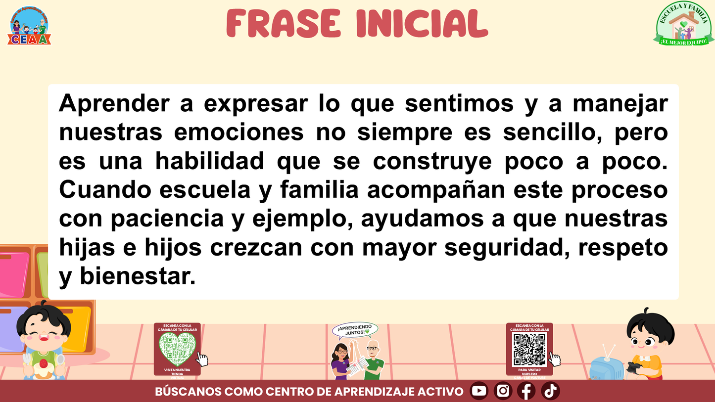 ESCUELA Y FAMILIA: ¿Cómo enseñar a nuestras hijas e hijos a expresar asertivamente y gestionar sus emociones? Editable en PowerPoint