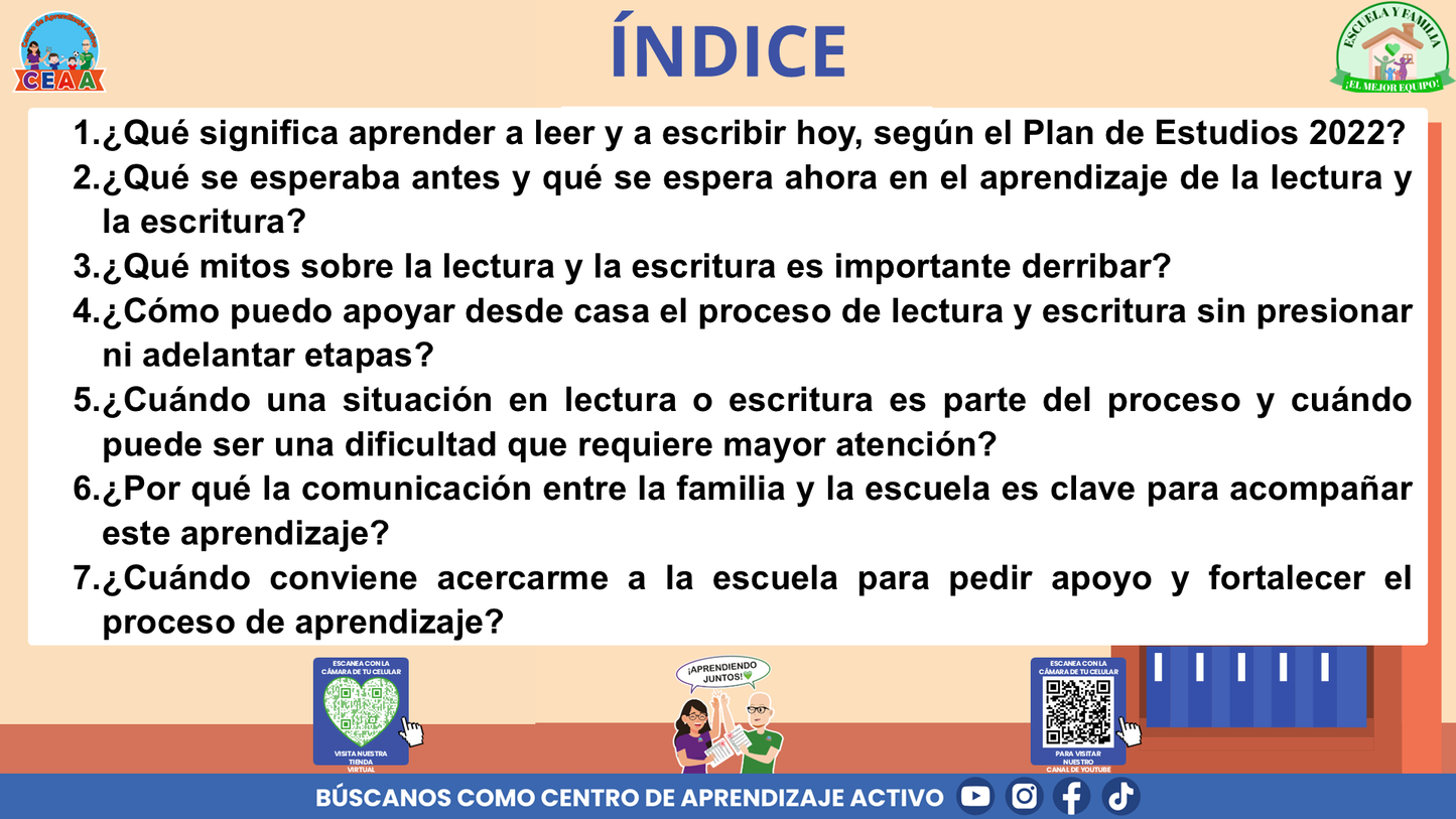 ESCUELA Y FAMILIA: ¿CÓMO APRENDEN A LEER Y A ESCRIBIR MIS HIJAS E HIJOS EN LA ESCUELA? (Editable en PowerPoint)