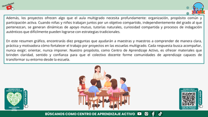 Resumen Gráfico CTE Multigrado TEMA 3: ¿CÓMO ES EL TRABAJO POR PROYECTOS EN AULAS MULTIGRADO? (Editable en PowerPoint)