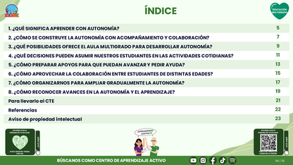 Resumen CTE del Tema 3 Educación Multigrado: AUTONOMÍA PARA APRENDER EN EL AULA ¿CÓMO ACOMPAÑAR DECISIONES, COLABORACIÓN Y RESPONSABILIDAD EN EL APRENDIZAJE? editable en PowerPoint
