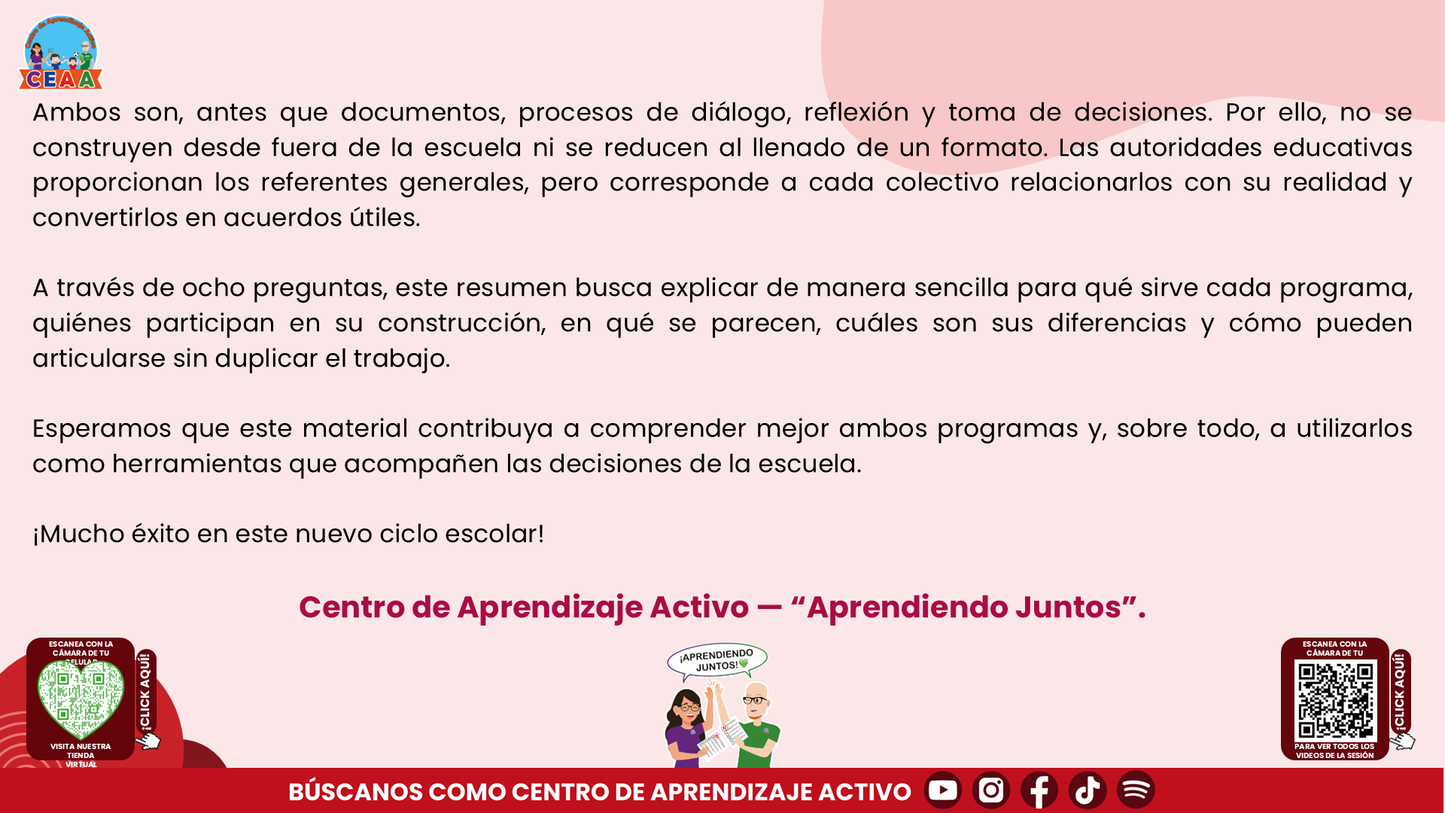 RESUMEN Y ACOMPAÑAMIENTO DOCENTE TEMA: PROGRAMA ANALÍTICO Y PROGRAMA DE MEJORA CONTINUA ¿EN QUÉ SE PARECEN Y EN QUÉ SON DIFERENTES? Editable en PowerPoint