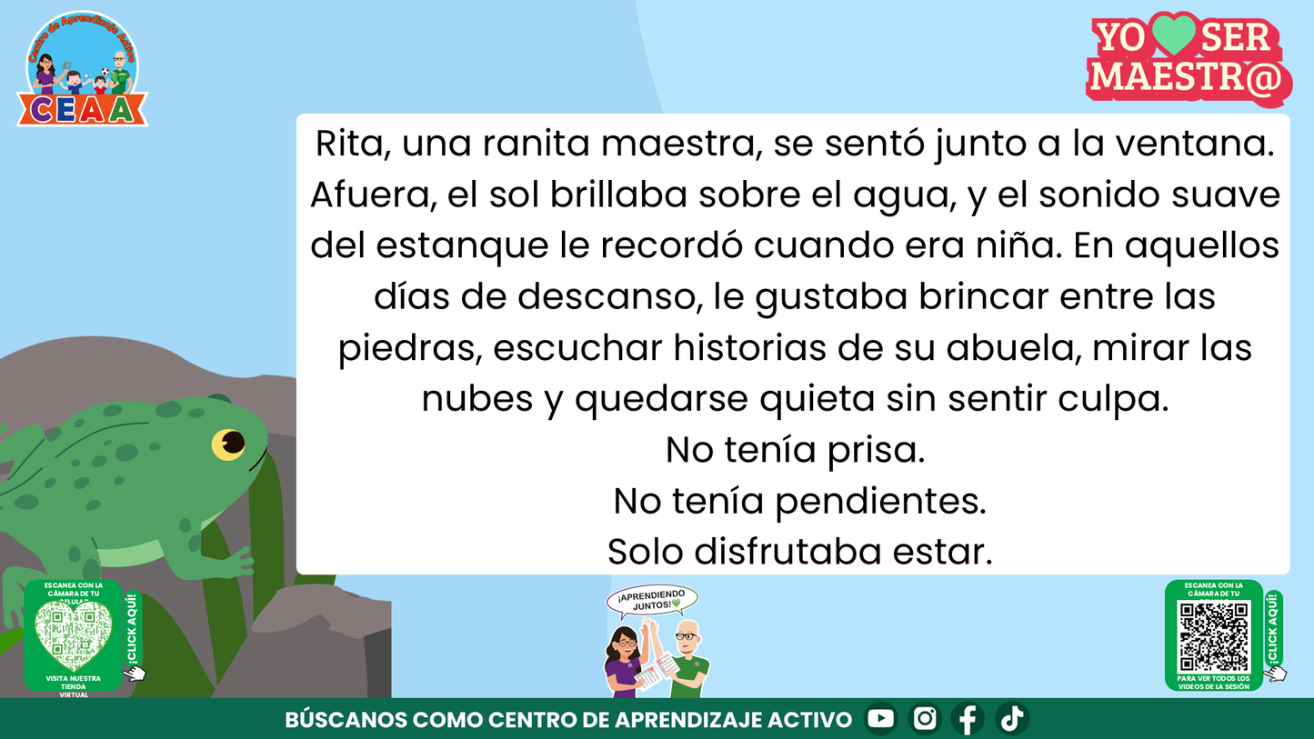Historias para Maestros - Rita, la ranita maestra y el descanso merecido editable en PowerPoint