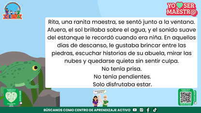 Historias para Maestros - Rita, la ranita maestra y el descanso merecido editable en PowerPoint