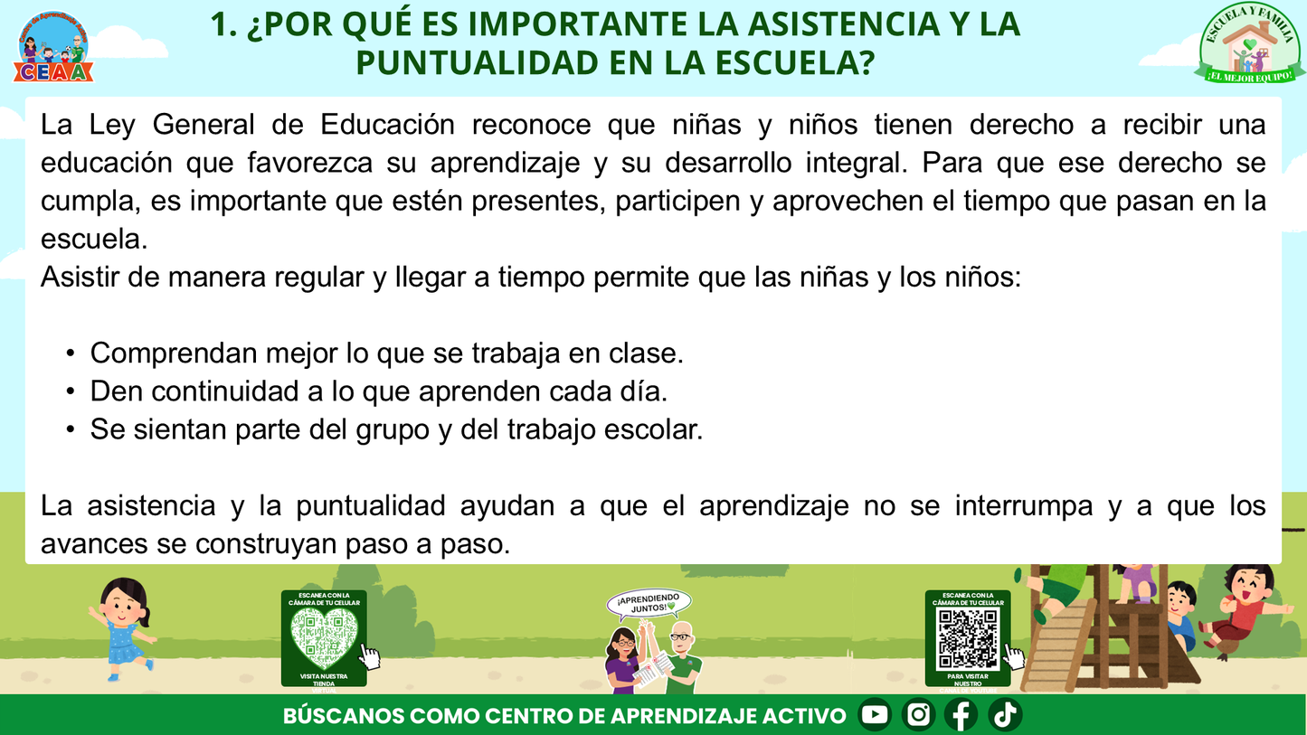 ESCUELA Y FAMILIA: ¿POR QUÉ ES IMPORTANTE LA ASISTENCIA Y LA PUNTUALIDAD DE MIS HIJOS? (Editable en PowerPoint)