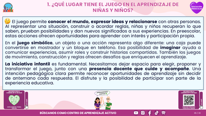 Resumen CTE del Tema 1 Educación Preescolar: EL JUEGO Y LA VINCULACIÓN ENTRE LOS CAMPOS FORMATIVOS ¿CÓMO CREAR EXPERIENCIAS DE APRENDIZAJE CON SENTIDO EN LA FASE 2? editable en PowerPoint