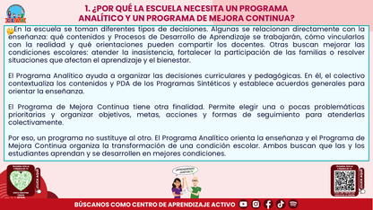 RESUMEN Y ACOMPAÑAMIENTO DOCENTE TEMA: PROGRAMA ANALÍTICO Y PROGRAMA DE MEJORA CONTINUA ¿EN QUÉ SE PARECEN Y EN QUÉ SON DIFERENTES? Editable en PowerPoint