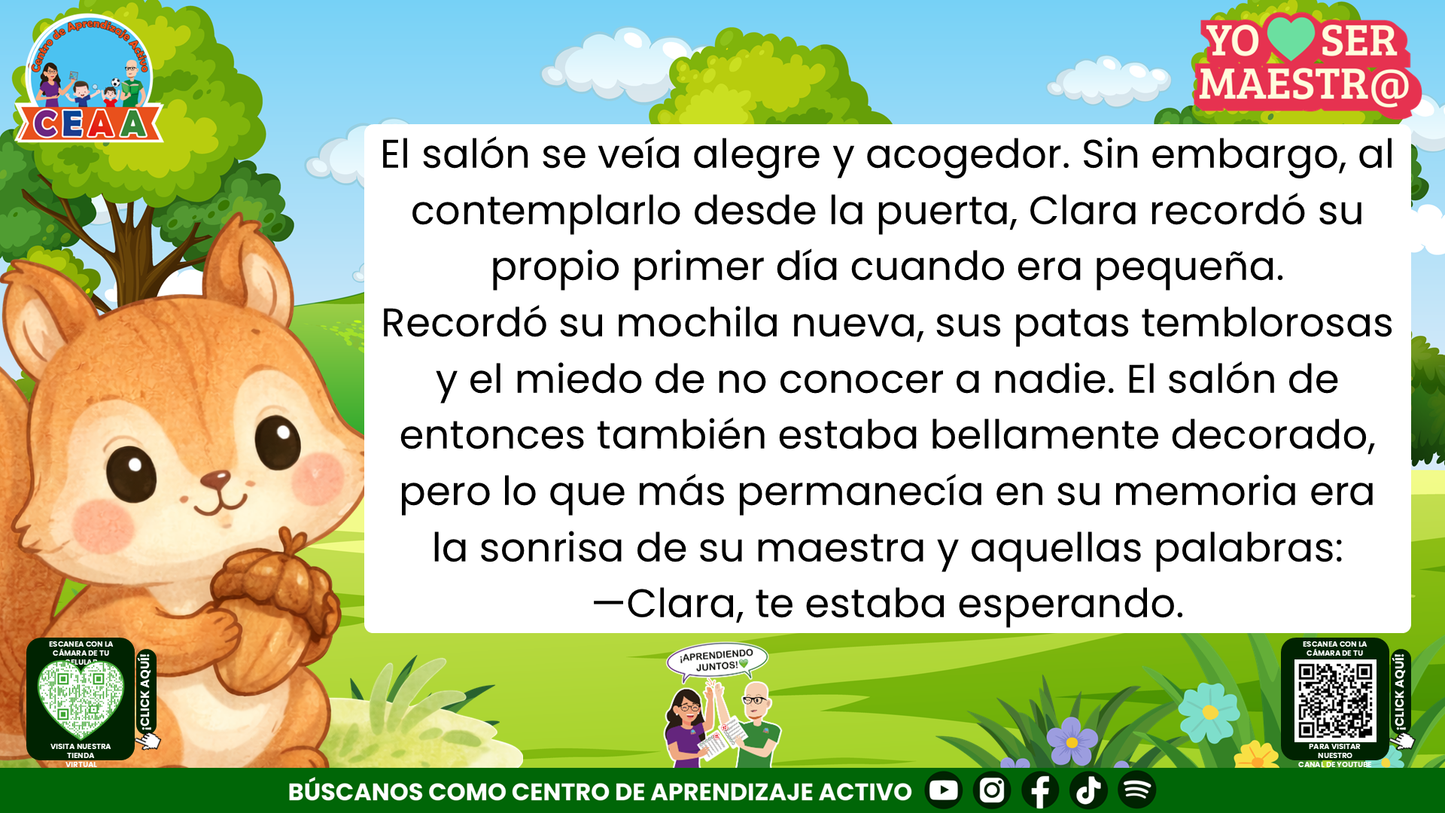 Historias para Maestros - Clara, la ardilla y la puerta del primer día Editable en PowerPoint