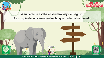 Historias para Maestros Taller Intensivo Directores Enero 2026 - LA ELEFANTA Y EL SENDERO QUE NADIE HABÍA RECORRIDO (Editable en PowerPoint)
