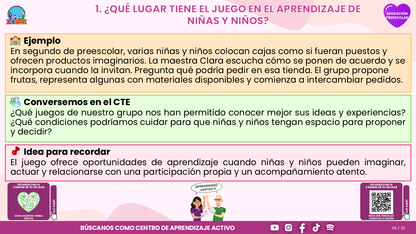 Resumen CTE del Tema 1 Educación Preescolar: EL JUEGO Y LA VINCULACIÓN ENTRE LOS CAMPOS FORMATIVOS ¿CÓMO CREAR EXPERIENCIAS DE APRENDIZAJE CON SENTIDO EN LA FASE 2? editable en PowerPoint