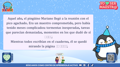 Historias para Maestros Taller Intensivo Maestros Enero 2026 - LOS PINGÜINOS Y EL CUADERNO DEL HIELO NUEVO (Editable en PowerPoint)