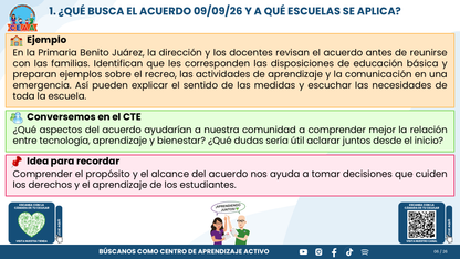 Resumen CTE Sesión 1 Tema: NUEVO ACUERDO 09/09/26 SOBRE EL USO RESPONSABLE Y SEGURO DE DISPOSITIVOS DIGITALES PERSONALES Y TECNOLOGÍAS DE APRENDIZAJE ¿QUÉ NOS CORRESPONDE HACER COMO ESCUELA? editable en PowerPoint