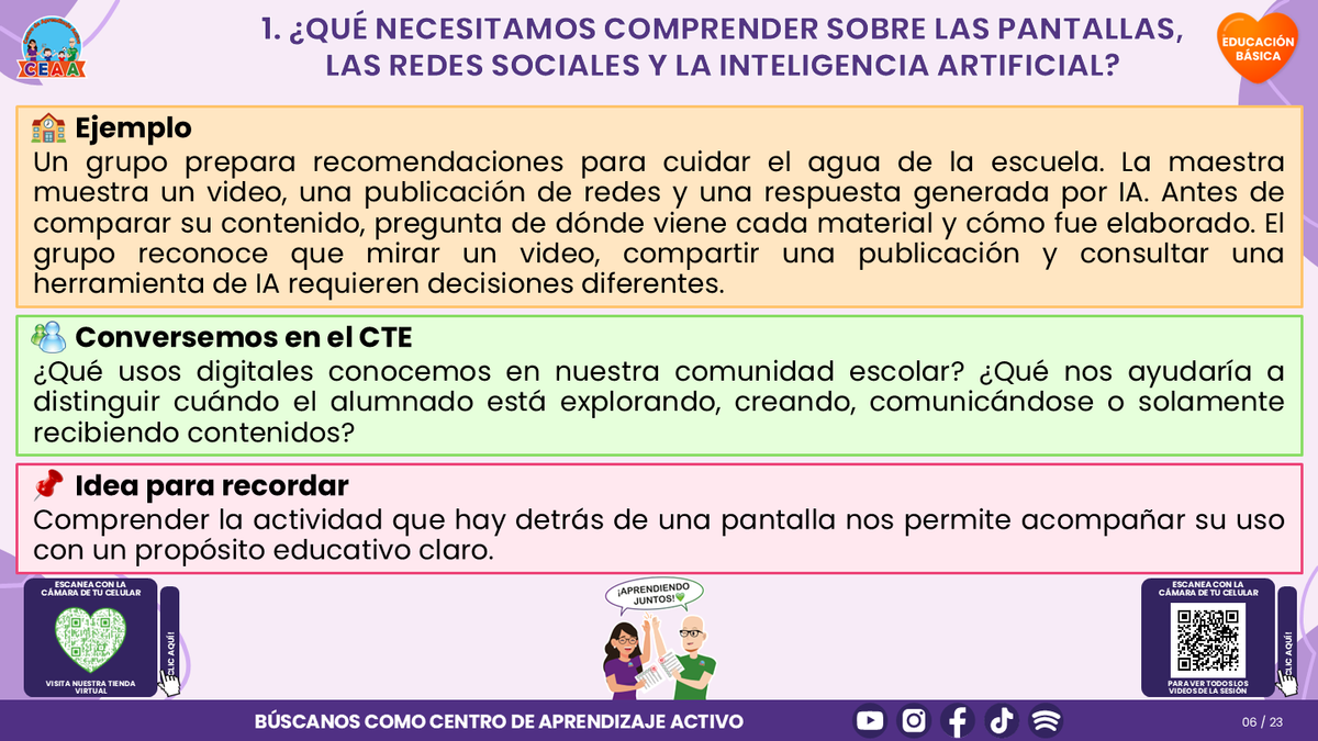 Resumen CTE del Tema 4 Educación Básica: PANTALLAS, REDES SOCIALES E INTELIGENCIA ARTIFICIAL ¿CÓMO ACOMPAÑAR UN USO CRÍTICO, SEGURO Y CON SENTIDO PARA APRENDER? editable en PowerPoint