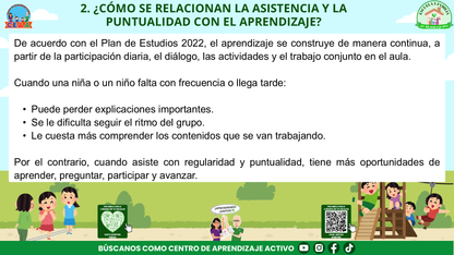 ESCUELA Y FAMILIA: ¿POR QUÉ ES IMPORTANTE LA ASISTENCIA Y LA PUNTUALIDAD DE MIS HIJOS? Editable en PowerPoint