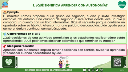 Resumen CTE del Tema 3 Educación Multigrado: AUTONOMÍA PARA APRENDER EN EL AULA ¿CÓMO ACOMPAÑAR DECISIONES, COLABORACIÓN Y RESPONSABILIDAD EN EL APRENDIZAJE? editable en PowerPoint