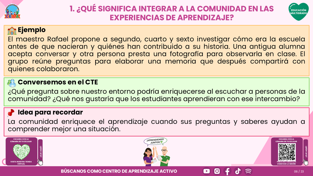 Resumen CTE del Tema 5 Educación Multigrado: LA COMUNIDAD Y EL APRENDIZAJE EN EL AULA ¿CÓMO CONSTRUIR EXPERIENCIAS CON LAS FAMILIAS Y LOS SABERES DE NUESTRO ENTORNO? editable en PowerPoint