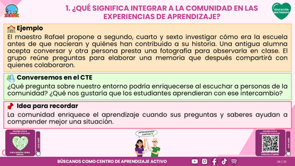 Resumen CTE del Tema 5 Educación Multigrado: LA COMUNIDAD Y EL APRENDIZAJE EN EL AULA ¿CÓMO CONSTRUIR EXPERIENCIAS CON LAS FAMILIAS Y LOS SABERES DE NUESTRO ENTORNO? editable en PowerPoint