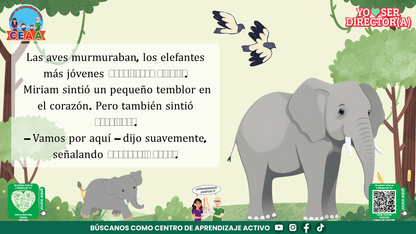 Historias para Maestros Taller Intensivo Directores Enero 2026 - LA ELEFANTA Y EL SENDERO QUE NADIE HABÍA RECORRIDO (Editable en PowerPoint)