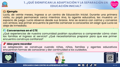 Resumen CTE del Tema 1 Educación Inicial: ADAPTACIÓN Y SEPARACIÓN ¿CÓMO ACOMPAÑAR A BEBÉS, NIÑAS, NIÑOS Y FAMILIAS CON CONFIANZA Y CUIDADO? editable en PowerPoint
