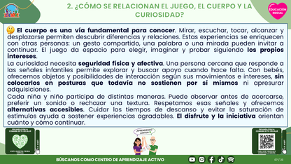 Resumen CTE del Tema 2 Educación Inicial:  EXPLORACIÓN E INVESTIGACIÓN DEL MUNDO EN EDUCACIÓN INICIAL ¿CÓMO ACOMPAÑAR LA CURIOSIDAD DESDE LAS PRIMERAS EXPERIENCIAS? editable en PowerPoint