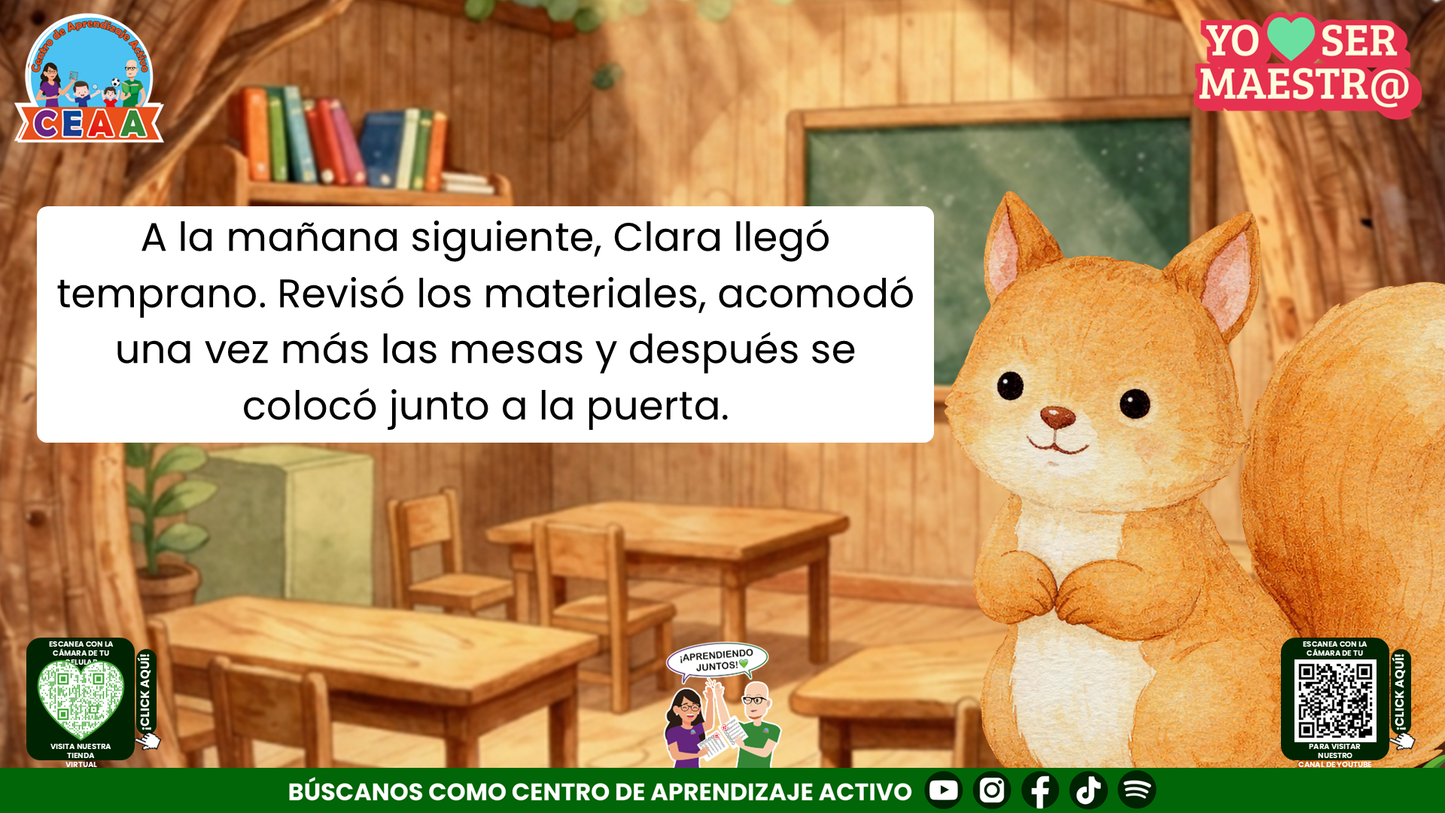 Historias para Maestros - Clara, la ardilla y la puerta del primer día Editable en PowerPoint