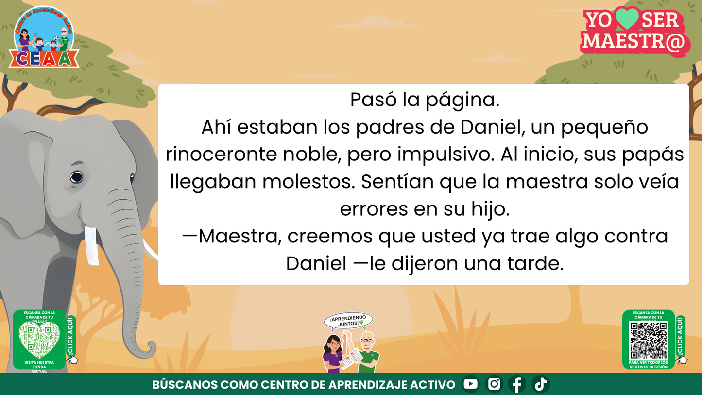Historias para Maestros - MARTA, LA ELEFANTA MAESTRA Y SU ÁLBUM DEL ÚLTIMO DÍA editable en PowerPoint