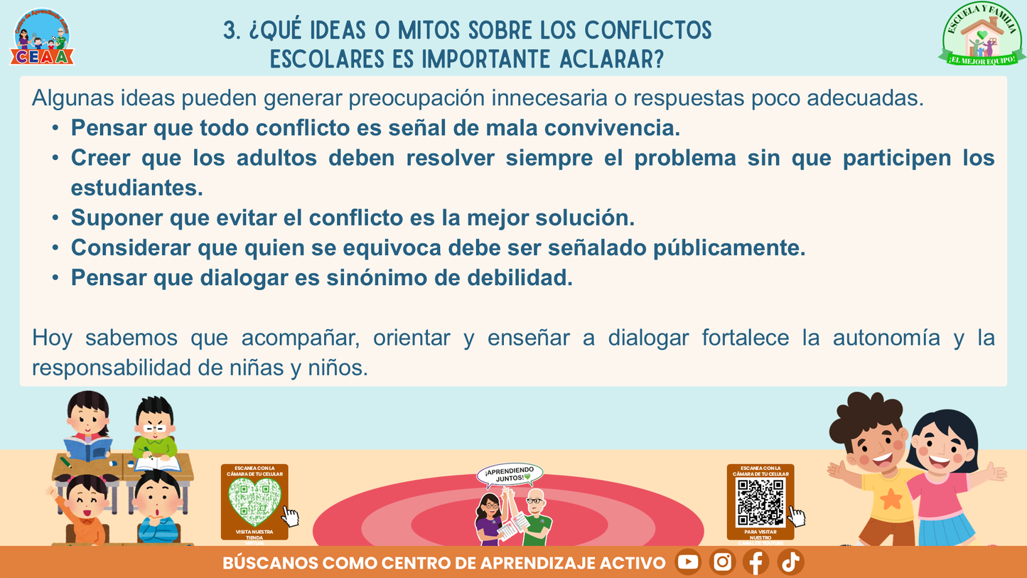 ESCUELA Y FAMILIA: ¿Qué hacer y cómo resolver conflictos entre estudiantes de manera adecuada? (Editable en PowerPoint)