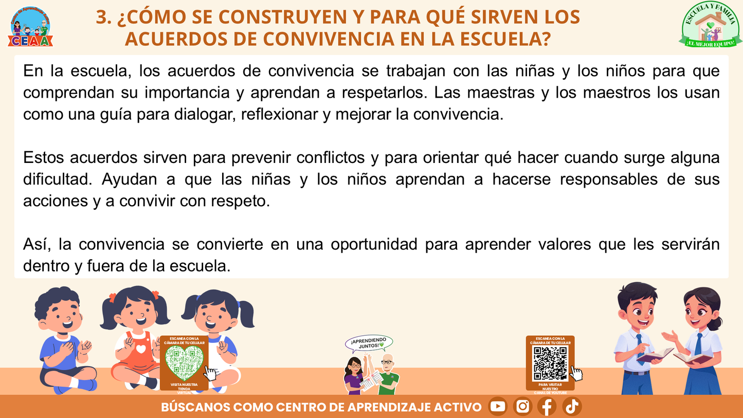 ESCUELA Y FAMILIA: ¿POR QUÉ SON IMPORTANTES LOS ACUERDOS DE CONVIVENCIA PARA EL APRENDIZAJE DE MIS HIJOS? Editable en PowerPoint