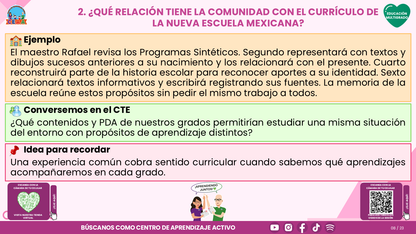 Resumen CTE del Tema 5 Educación Multigrado: LA COMUNIDAD Y EL APRENDIZAJE EN EL AULA ¿CÓMO CONSTRUIR EXPERIENCIAS CON LAS FAMILIAS Y LOS SABERES DE NUESTRO ENTORNO? editable en PowerPoint