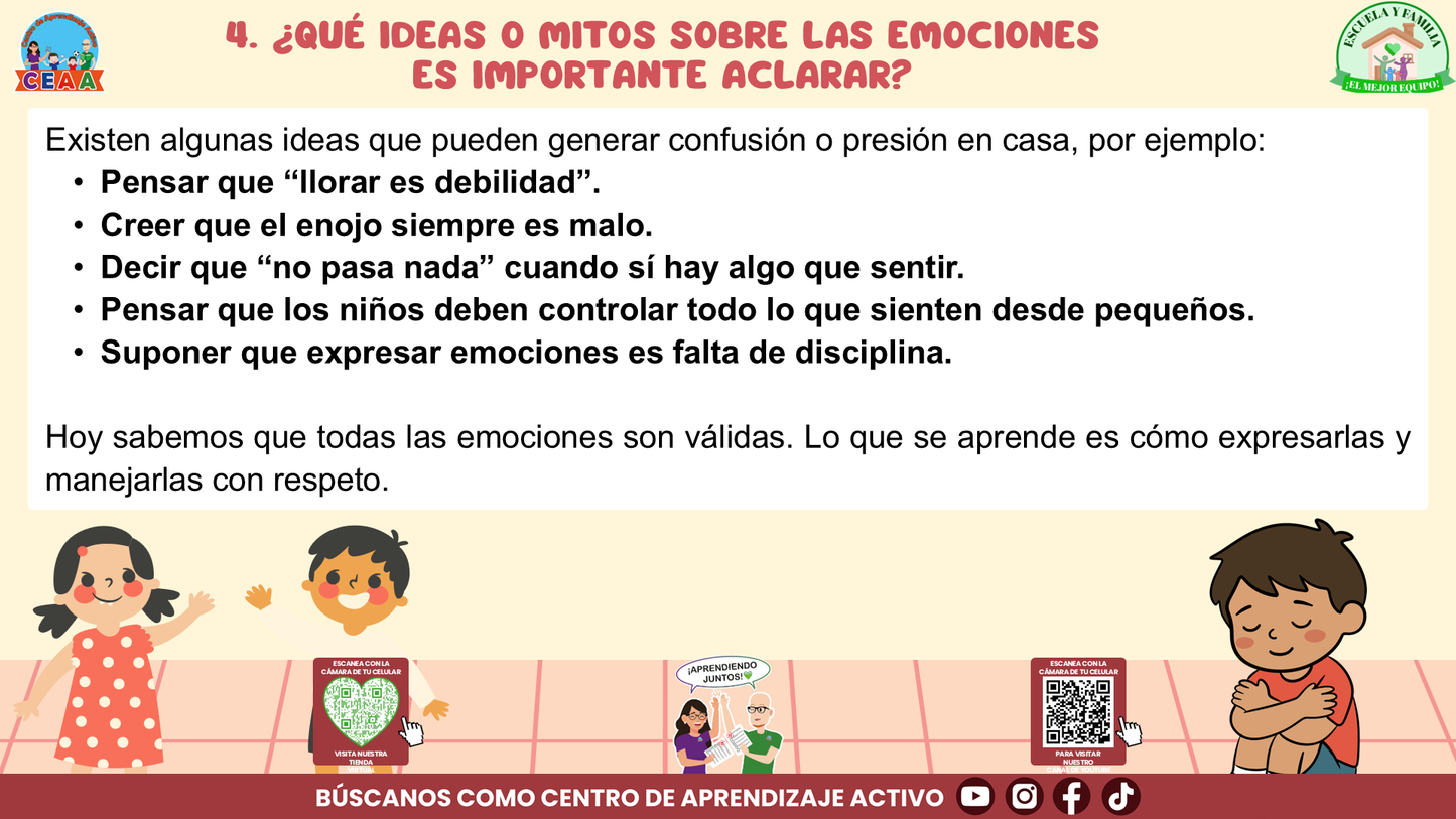 ESCUELA Y FAMILIA: ¿Cómo enseñar a nuestras hijas e hijos a expresar asertivamente y gestionar sus emociones? Editable en PowerPoint