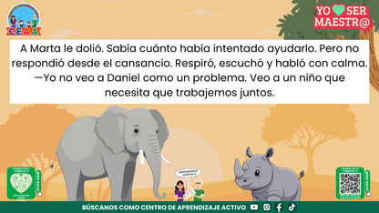 Historias para Maestros - MARTA, LA ELEFANTA MAESTRA Y SU ÁLBUM DEL ÚLTIMO DÍA editable en PowerPoint