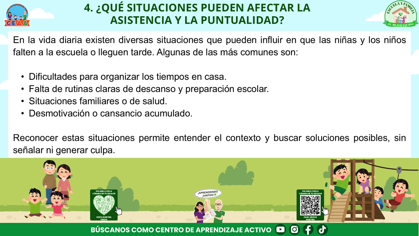 ESCUELA Y FAMILIA: ¿POR QUÉ ES IMPORTANTE LA ASISTENCIA Y LA PUNTUALIDAD DE MIS HIJOS? (Editable en PowerPoint)