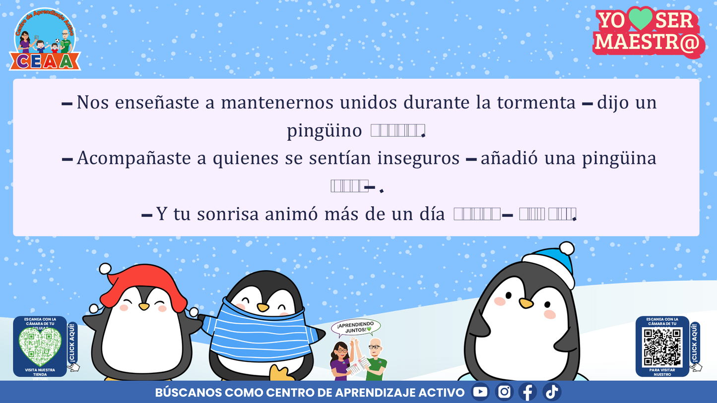 Historias para Maestros Taller Intensivo Maestros Enero 2026 - LOS PINGÜINOS Y EL CUADERNO DEL HIELO NUEVO (Editable en PowerPoint)