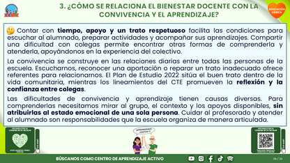 Resumen CTE del Tema 6 Educación Básica: BIENESTAR SOCIOEMOCIONAL DOCENTE ¿CÓMO CUIDARNOS Y CONSTRUIR CONDICIONES DE TRABAJO QUE NOS AYUDEN A ENSEÑAR Y CONVIVIR? editable en PowerPoint