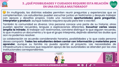 Resumen CTE del Tema 5 Educación Multigrado: LA COMUNIDAD Y EL APRENDIZAJE EN EL AULA ¿CÓMO CONSTRUIR EXPERIENCIAS CON LAS FAMILIAS Y LOS SABERES DE NUESTRO ENTORNO? editable en PowerPoint