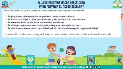 ESCUELA Y FAMILIA: JUNTOS EN LA PREVENCIÓN DEL ACOSO ESCOLAR (Editable en PowerPoint)