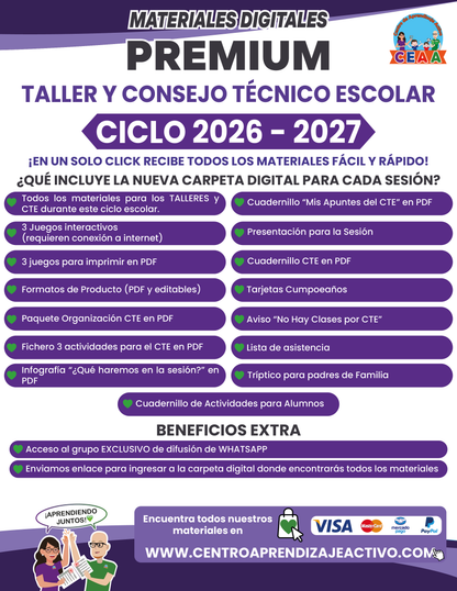 ⏳️PREVENTA: 💎CARPETA PREMIUM Acceso a CTE y Talleres 2026-2027(📌Incluye de regalo los Materiales para la 8ª Sesión de CTE y las 2 sesiones del Taller Intensivo Julio de este 2026)