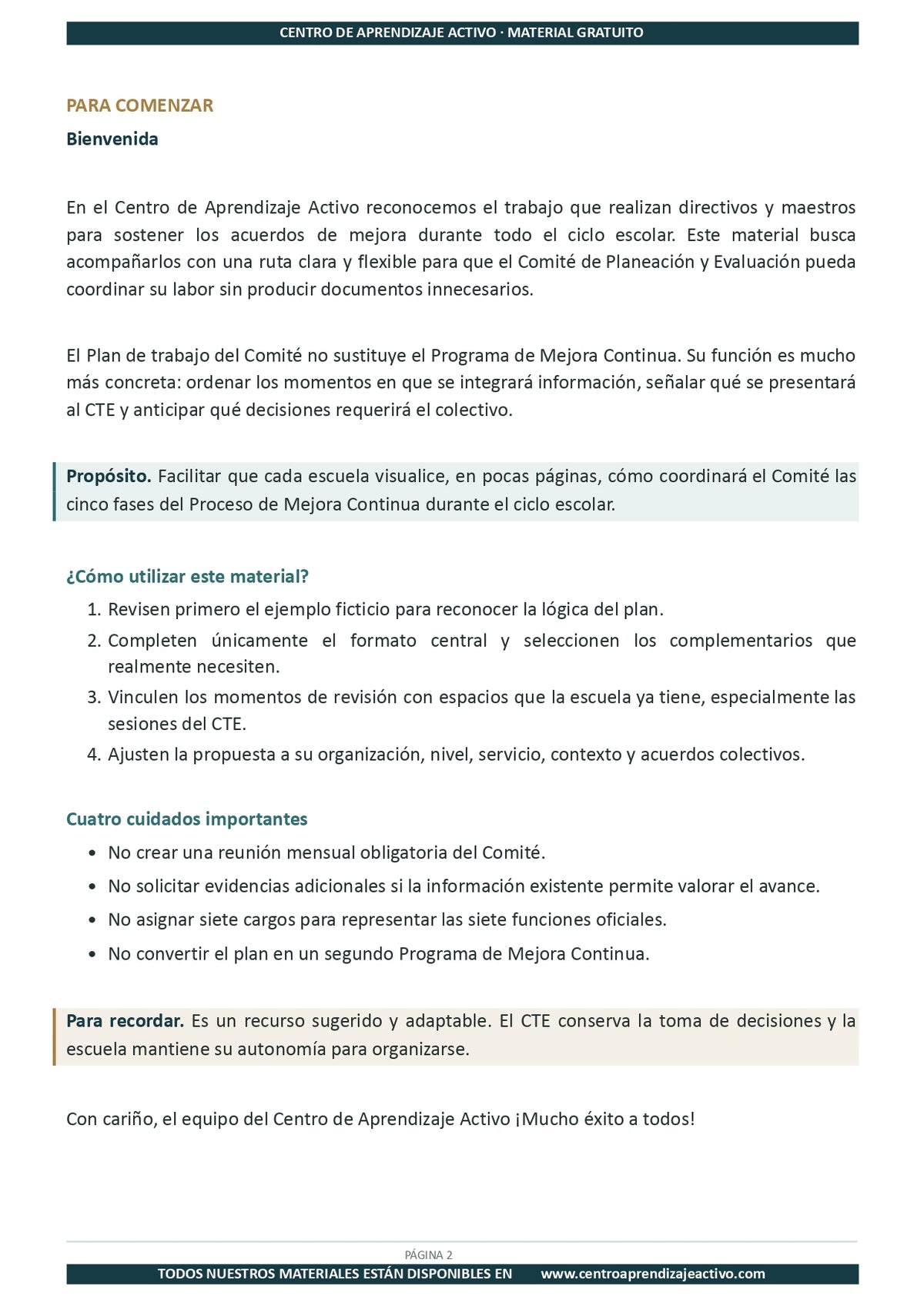 Ejemplo PLAN DE TRABAJO Comité Planeación y Evaluación en pdf
