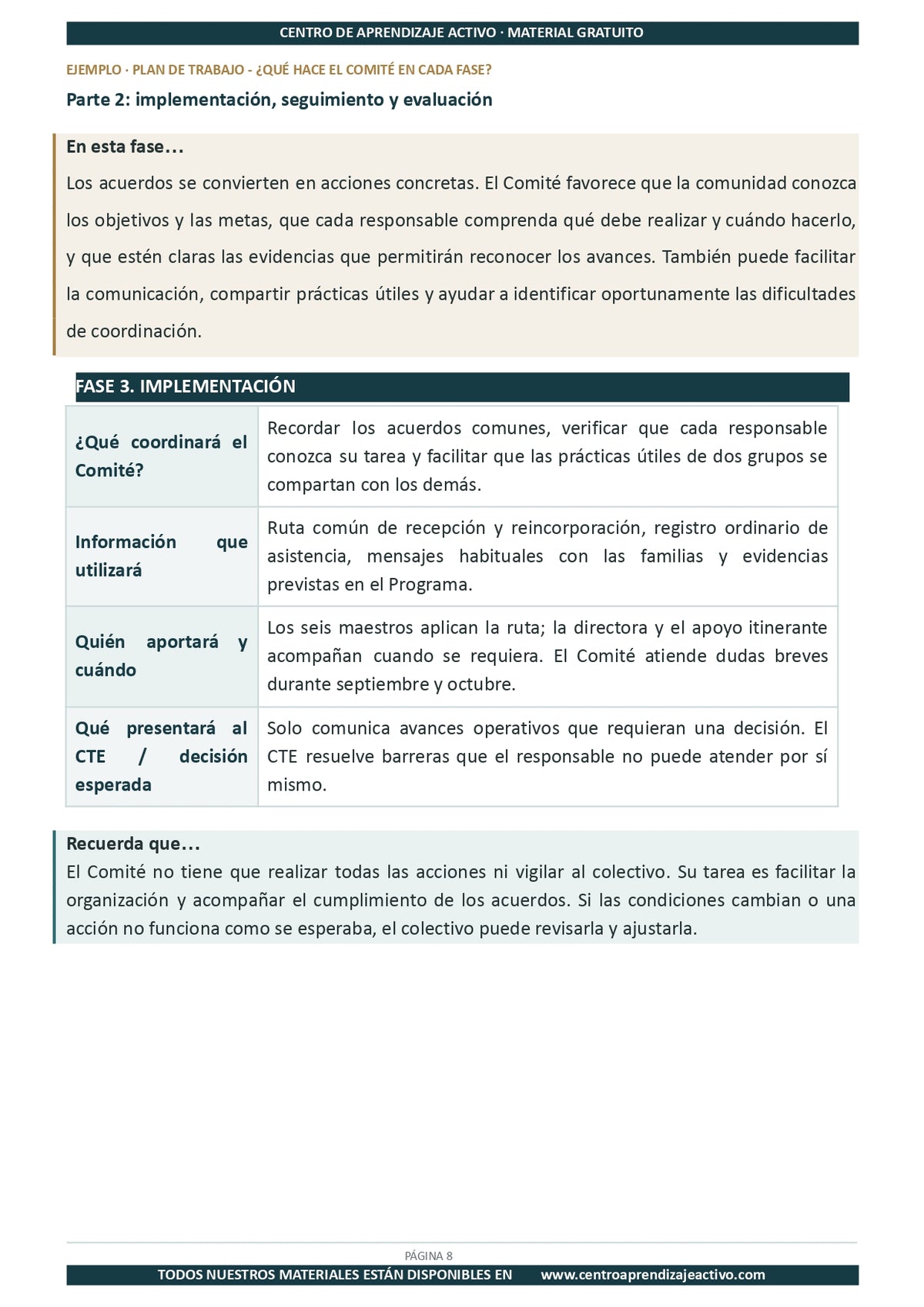 Ejemplo PLAN DE TRABAJO Comité Planeación y Evaluación en pdf