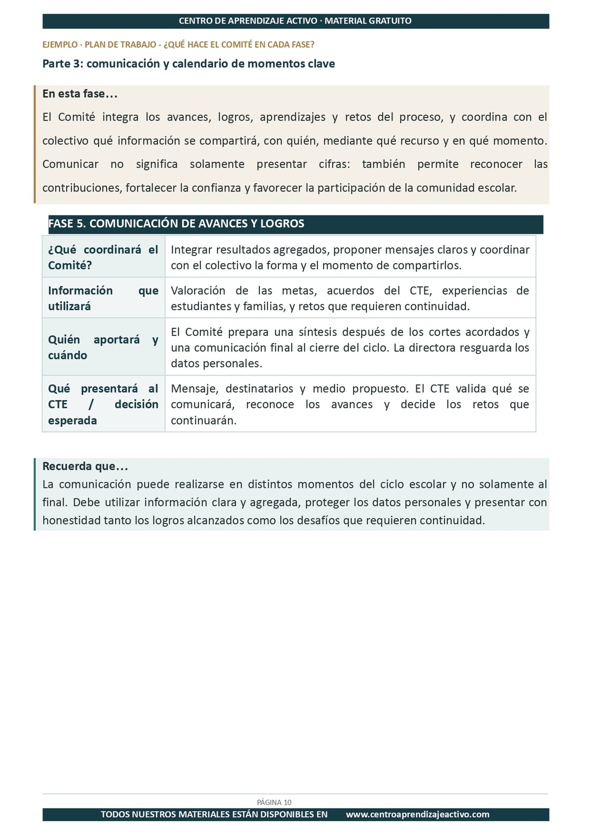 Ejemplo PLAN DE TRABAJO Comité Planeación y Evaluación en pdf