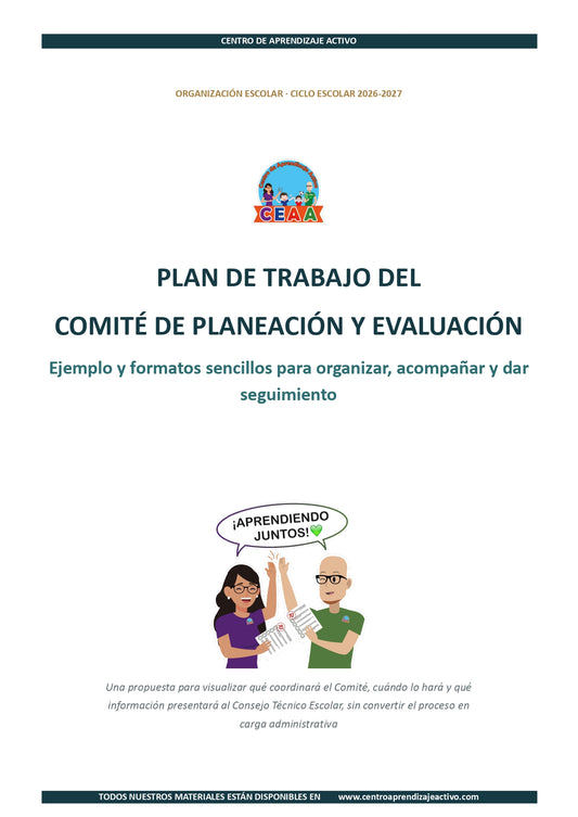 Ejemplo PLAN DE TRABAJO del Comité de Planeación y Evaluación editable en word (🎁De regalo en el Paquete del Tema 3 y 4)