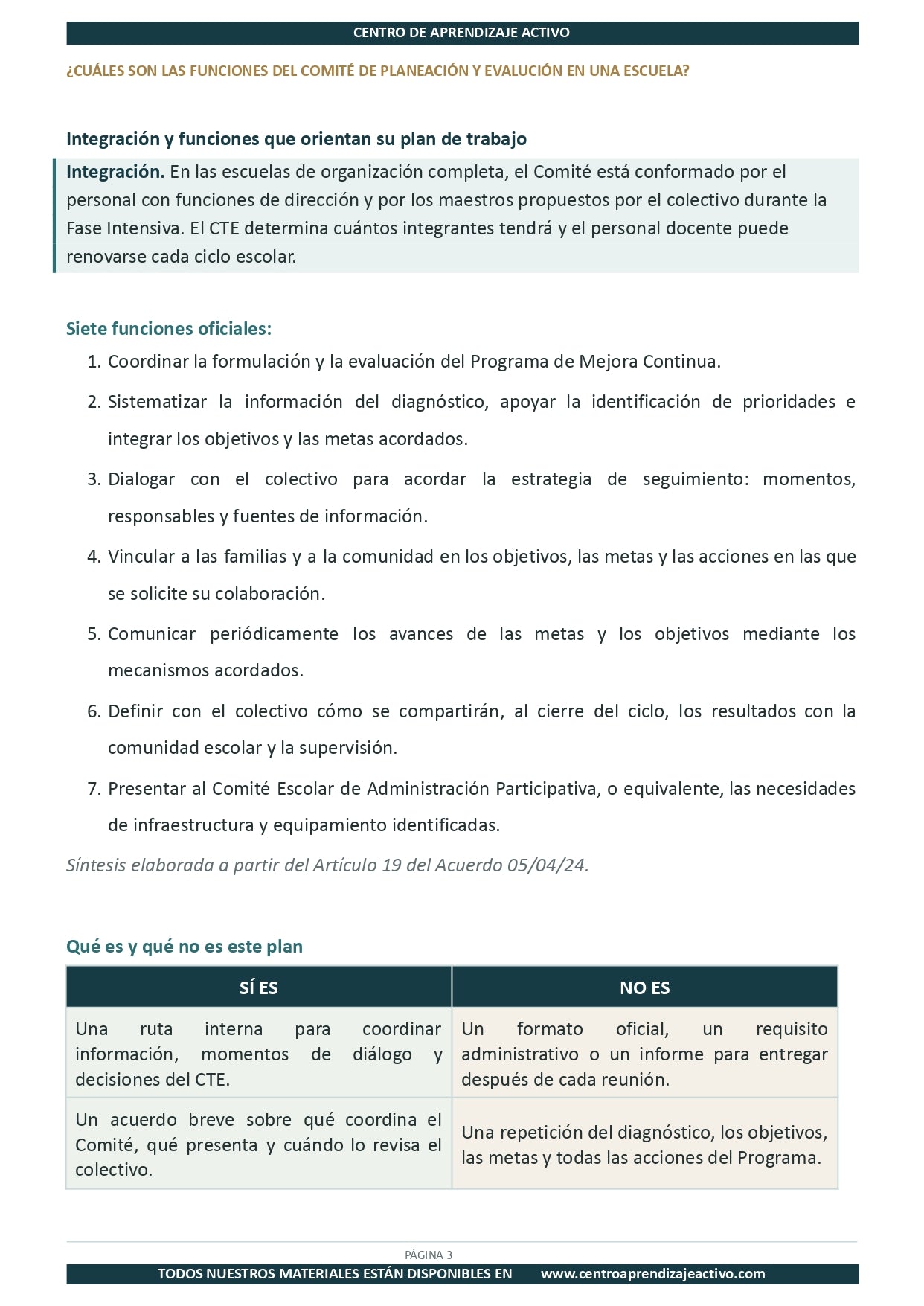Ejemplo PLAN DE TRABAJO del Comité de Planeación y Evaluación editable en word (🎁De regalo en el Paquete del Tema 3 y 4)