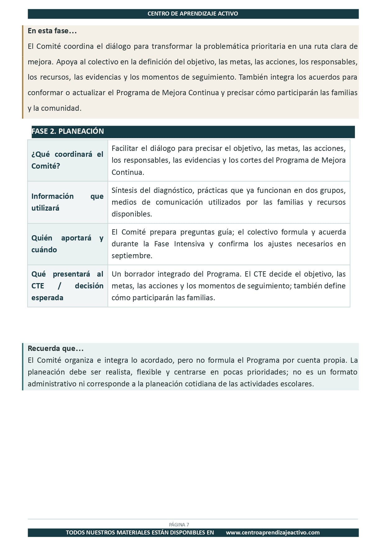 Ejemplo PLAN DE TRABAJO del Comité de Planeación y Evaluación editable en word (🎁De regalo en el Paquete del Tema 3 y 4)